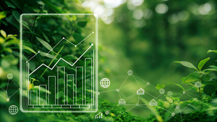Close Up of Laptop Screen with Eco Friendly Financial Dashboard and Green Analytics Symbolizing Digital Sustainability in Finance