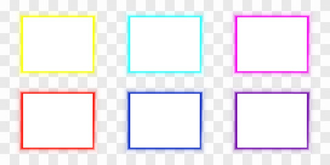 Rectangular white frames with multicolored led panel. 3d vector isolated on transparent background