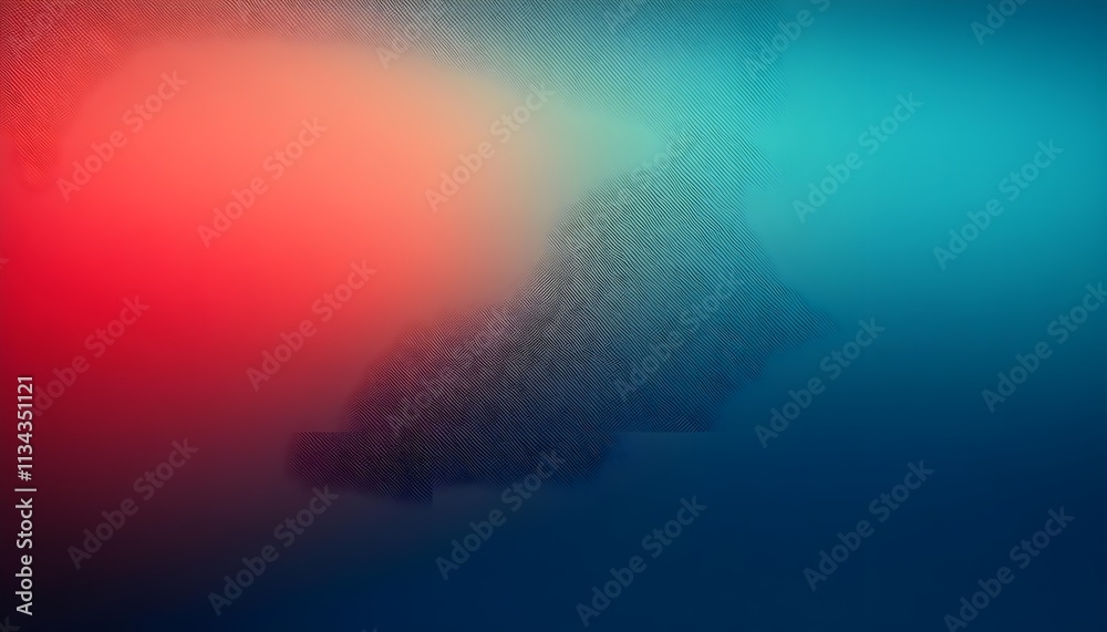 Poster A grainy gradient background in teal red and blue tones, featuring a soft glowing noise text