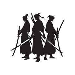 Obraz premium Four Swordsmen silhouette vector illustration