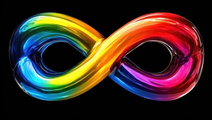 Colorful infinity symbol on black background.