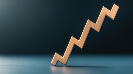 Golden zigzag graph symbolizing growth and progress.