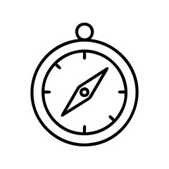 Minimalistic line art compass design, simple black and white illustration, copy space