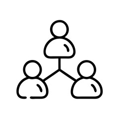 Fototapeta premium Outline illustration of a network of three people connected together on a white background