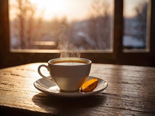 a cup of warm tea in the morning
