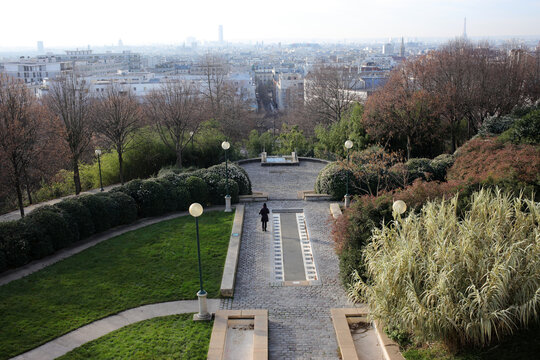 South west overview of Paris de Bellevile and Paris from rue Piat -&nbsp;20th arrondissement - Paris - France