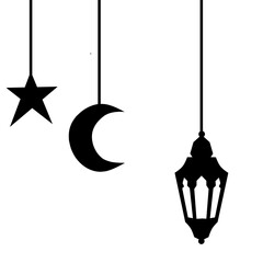 Fototapeta premium Ramadan lanterns symbols. Islamic celebration line icons. Ramadan ornament 