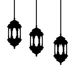 Ramadan lanterns symbols. Islamic celebration line icons. Ramadan ornament 