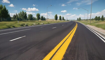 Asphalt highway at daytime with road markings, , asphalt