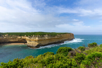 Mutton Bird Island Lookout with blue sky at Port Campbell National Park in Victoria, Australia.