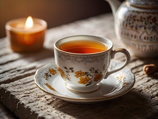 Fototapeta premium a cup of warm tea in the morning