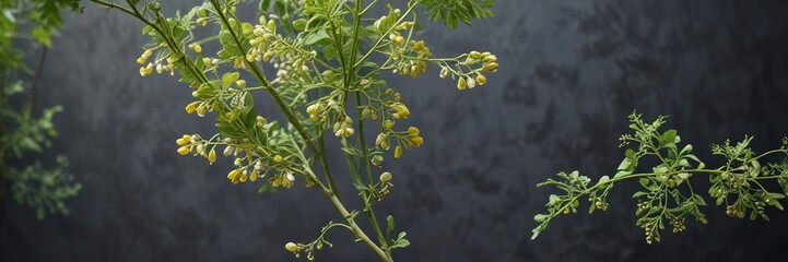 Bitter Cucumber Moringa oleifera flower and seed pods , floral, pods, botanical photography