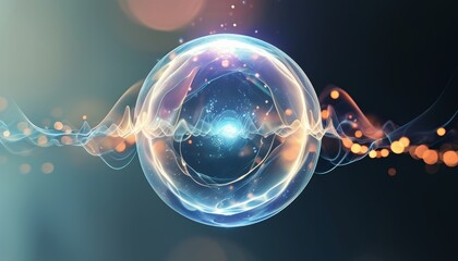 Glowing Abstract Sphere with Ethereal Light and Vibrant Bokeh Effects