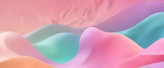 Obraz premium Gradient background with wavy shapes and pastel colors in a soothing atmosphere, shapes, pastel