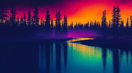 Obraz premium Hintergrund, Wallpaper - bunte Landschaft, Berge, Wald