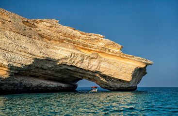 Muscat, Oman. Sea trips on motorboats Gulf of Oman. Summer holidays and tourism in the Beautiful Arab country