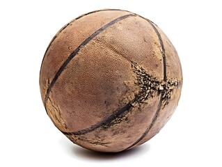 Isolated Old Dirty Muddy Leather Basketball Ball Sports Game