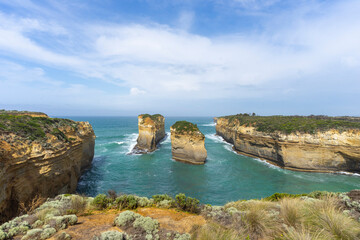 Tom and Eva lookout point at Loch Ard Gorge, so named for the only two survivors of a shipwreck here in 1878. Great Ocean Road, Australia.
