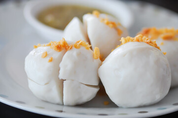 fish balls with fried garlic ,fishballs