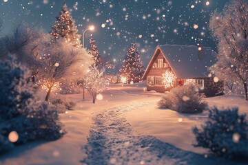 rustic snowy wintertime snowstorm scene