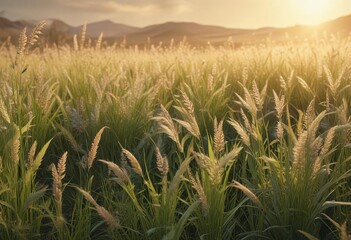 A field of blady grass with a subtle gradient effect creates a calming abstract background, natural roof, calming scene