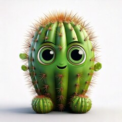 Cute Cartoon Cactus with eyes isolated on a white background