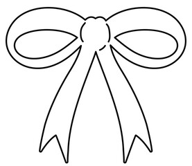 Cute bow or ribbon outline for decoration, kid colouring book, art, painting, tattoo, patch, brooch, fabric print, breast cancer awareness campaign, logo, icon, sign, symbol, fashion, accessory, women