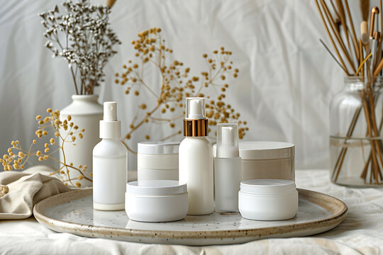 Three perfume bottles and a water or ddrinking Bottles