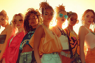 Diverse Fashion Crew, Vibrant Style