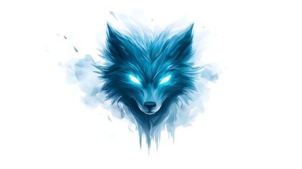 Frosty Blue Wolf Logo with Sharp Eyes