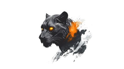 Minimalist Wild Cat Head Logo Isolated