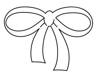 Cute bow or ribbon outline for decoration, kid colouring book, art, painting, tattoo, patch, brooch, fabric print, breast cancer awareness campaign, logo, icon, sign, symbol, fashion, accessory, women