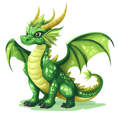 Fototapeta premium Adorable Green Dragon Illustration