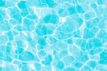 Obraz premium Crystal clear swimming pool water with ripples reflecting sunlight, creating a refreshing and vibrant summer vibe, perfect for backgrounds.