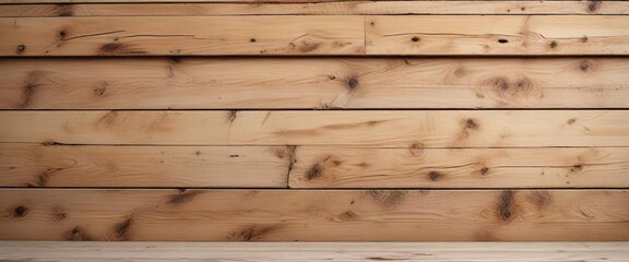 Fototapeta premium Distressed beige wood planks on a neutral colored background, natural wood tones, wooden decor