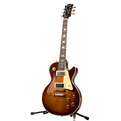 Fototapeta premium acoustic guitar isolated on white with stand