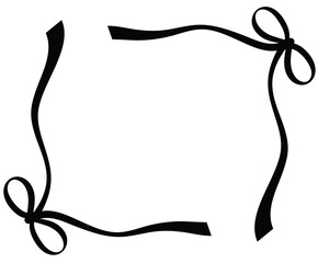 Cute bow or ribbon frame for decoration, background, backdrop, wallpaper, social media post, ad template, wedding card, photo frame, polaroid frame, breast cancer, campaign banner, patch, fabric print