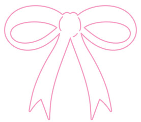 Pink bow or ribbon outline for decoration, colouring book, art, painting, tattoo, patch, brooch, fabric print, breast cancer awareness campaign, logo, icon, sign, symbol, fashion, accessory, women	
