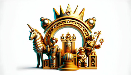 Fototapeta premium 3D Reyes Magos Symbol Vector concept as Vector symbols representing Reyes Magos such as stars crowns and gifts isolated on white perfect for infographics showcasing the elements and meanings associate