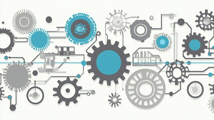 Exploring artificial intelligence through interconnected gears and circuits in a modern design