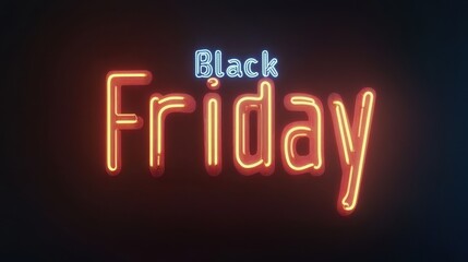 Neon Black Friday Sign Glowing In The Dark