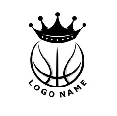 basketball vector logo with crown on top