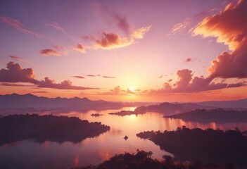 Obraz premium Soft Focus Sunset with Gentle Gradient and Clouds, wisps, landscape, natural light