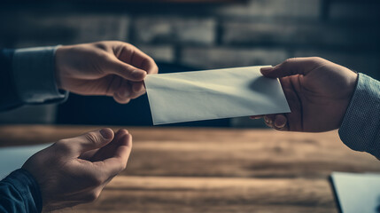 Successful businessman receiving envelope with salary raise or bonus, expressing joy and satisfaction. Corporate reward, financial incentive, and career advancement concept in professional workplaces.