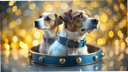 First Pet and Collar Floating in Abstract Bokeh Background Symbolizing Companionship and Personal Milestones