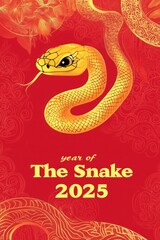 Obraz premium 2025 Year of the Snake, Chinese zodiac illustration.