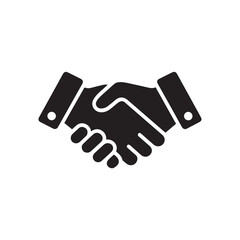 A silhouette vector illustration of a simple handshake icon on a white background