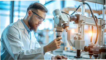Technician Calibrating Robotic Arm in Laboratory for Precision in Industrial Automation Tasks