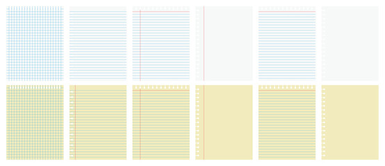 Notebook pages isolated on transparent.