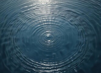 Water surface with concentric circles and radial ripples, flow, movement, energy